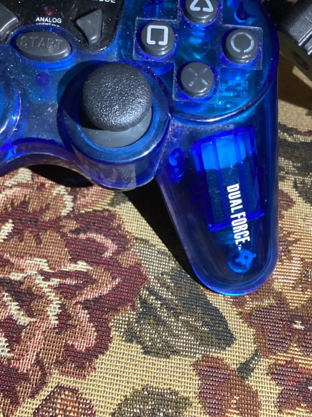 Mad Catz Dual Force Gamepad Clear Blue Controller #8016 for Sony PlayStation 1&2
